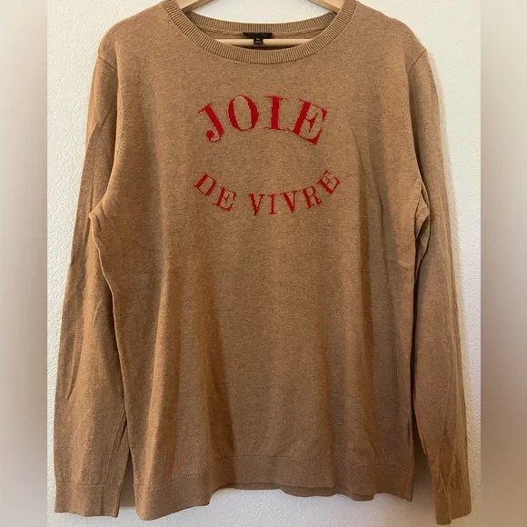 Talbots XL Camel Sweater with Red Script - Picture 2 of 8